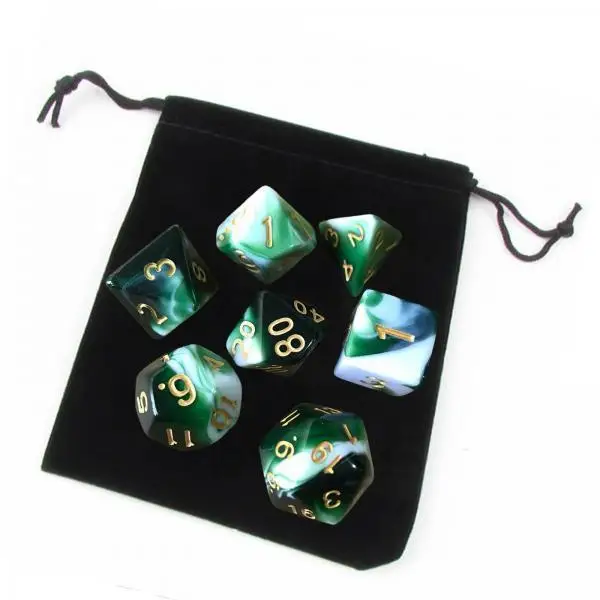 Acrylic Polyhedral Dices Math Teaching Set for Tabletop Casino Board Game 7 Die Assorted Bulk