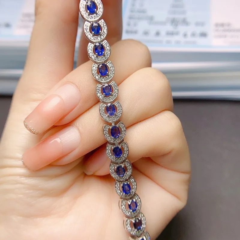 SACEGEMS جديد وصول 925 فضة 3*4 مللي متر الياقوت الطبيعي الأحجار الكريمة أساور للنساء المشاركة كوكتيل غرامة مجوهرات