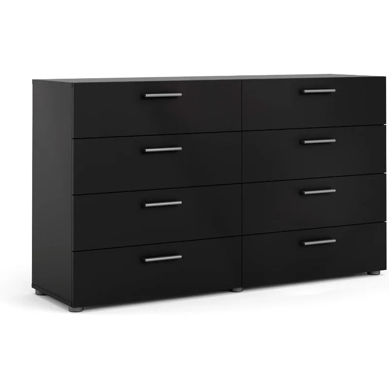 

Drawer Double Dresser, 15.85" D x 55.12" W x 32.17" H, Black Matte