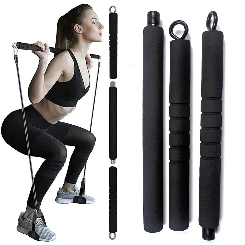 Multi Functional Portable Weighted Exercise Pilates Bar Non-slip Yoga Resistance Bar Stick with Beginner Workout Equipment