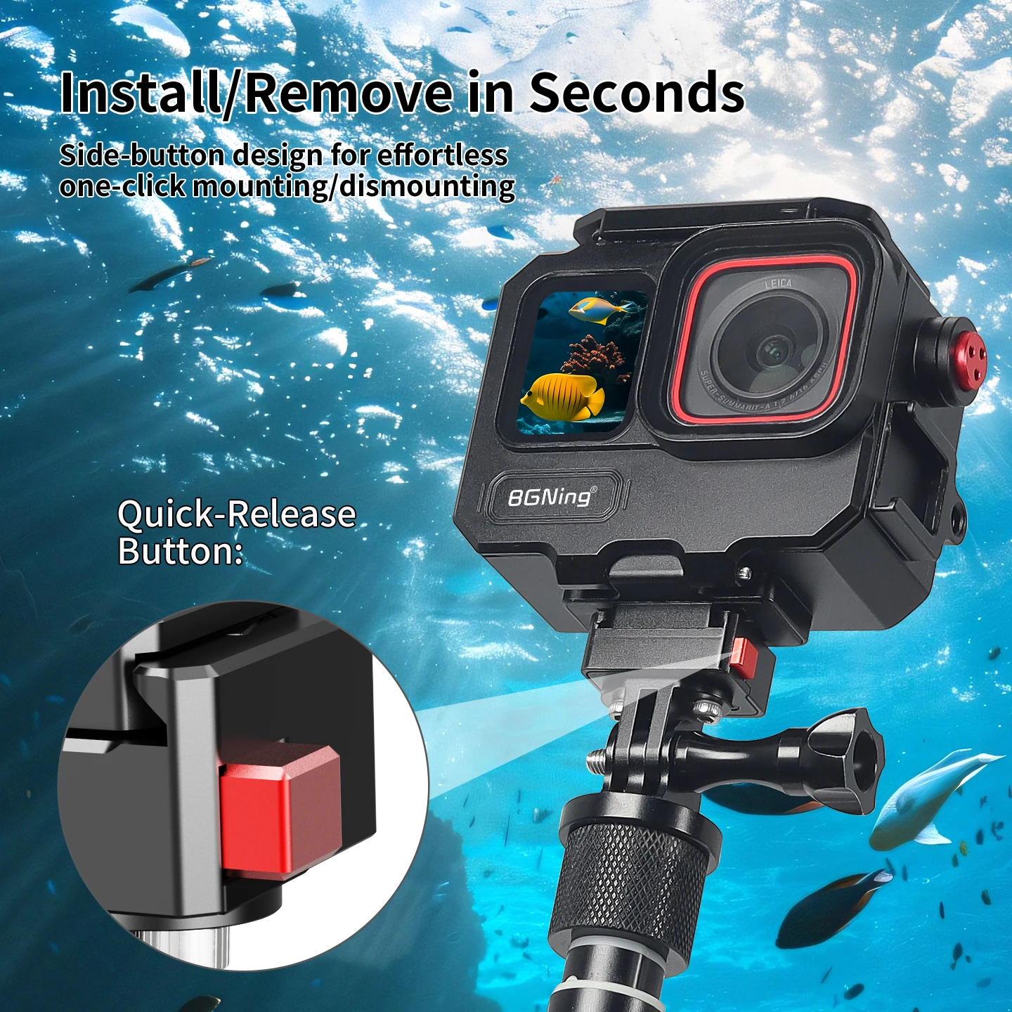 IP68 Wasserdichtes Metallgehäuse für Insta360 AcePro Ace Pro 2 Action-Kamera Unterwasser-Tauch-Magnetische Schnellverschluss-Halterung – Detail 8