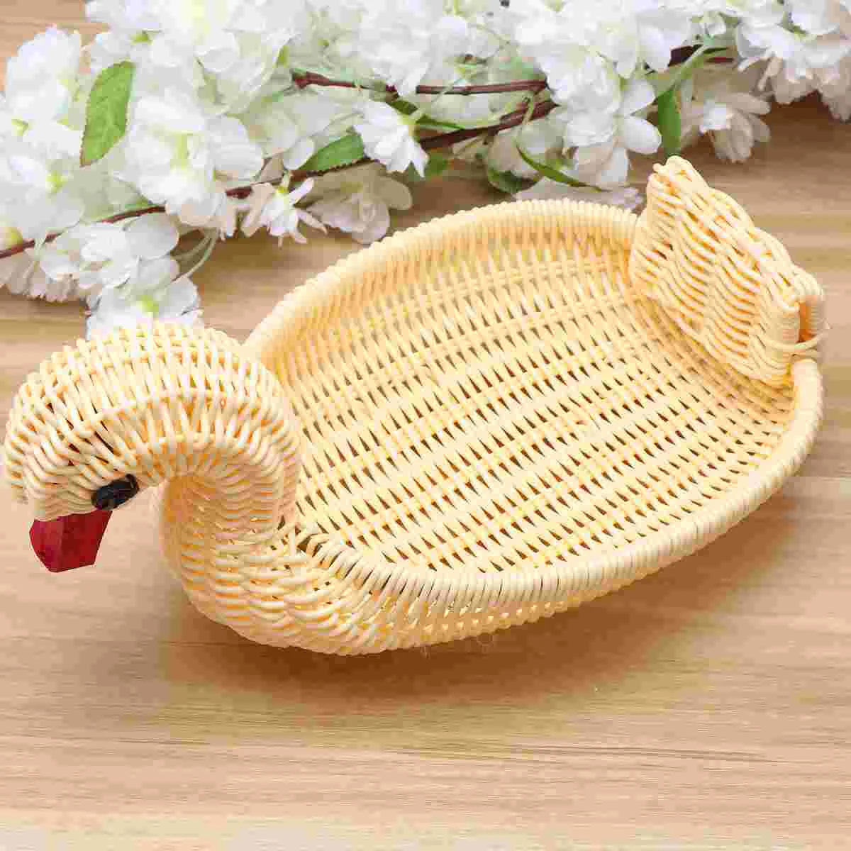 

Rattan Fruit Basket Kitchen Snack Tray Decor Vegetable Animal Storage Wallpaper Blue