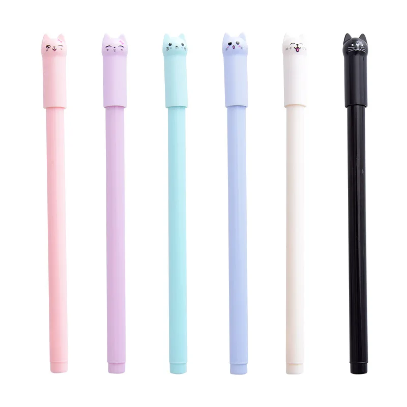 6 Pack Plastic Cute Kitten Gel Pens for Boys Girls Party Favors Pinata Stuffers School Supplies Gift Bags Carnival Prizes