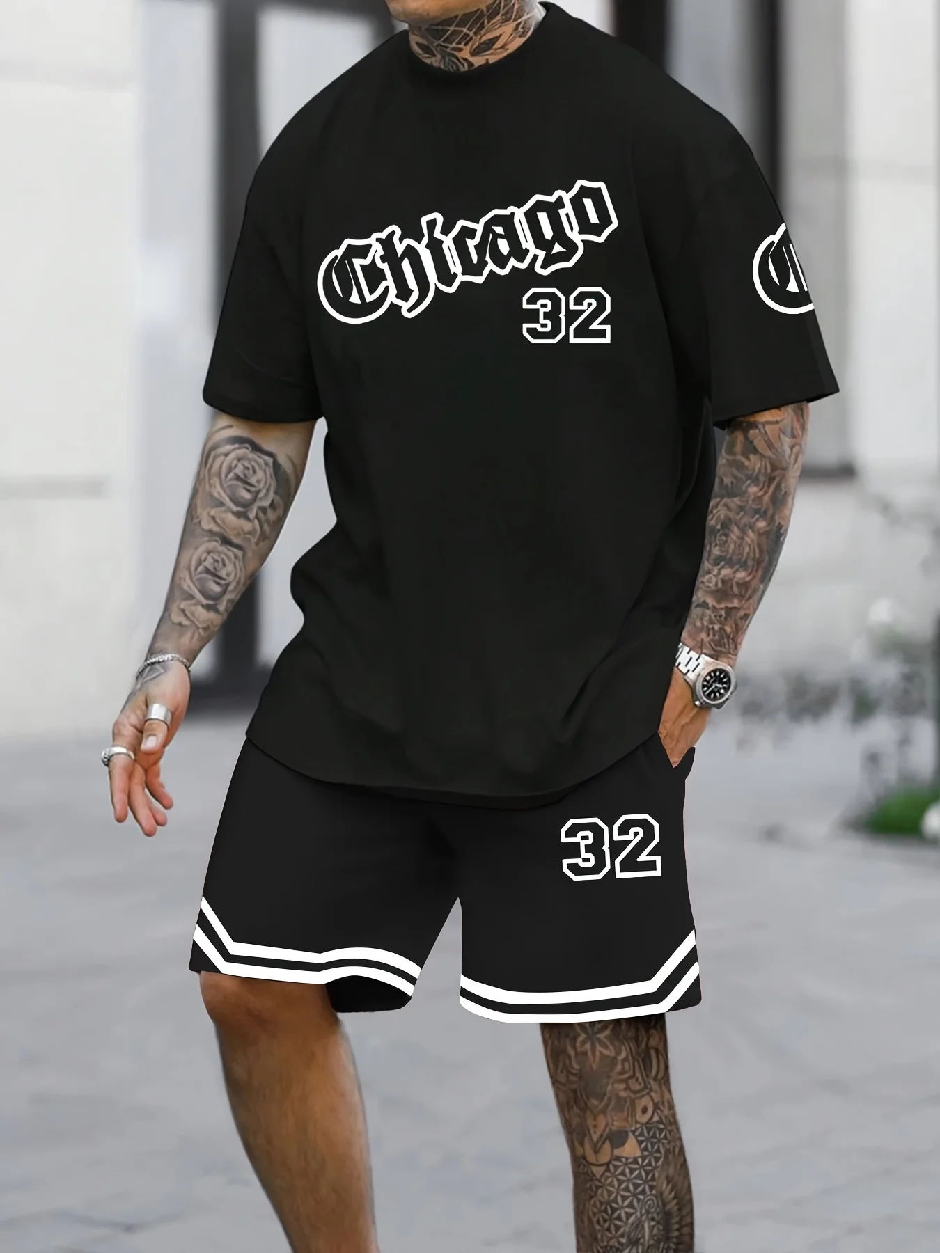 

Chicago 23 Men's 3D Printed Casual Sportswear Outdoor Men's Set for Summer 2025