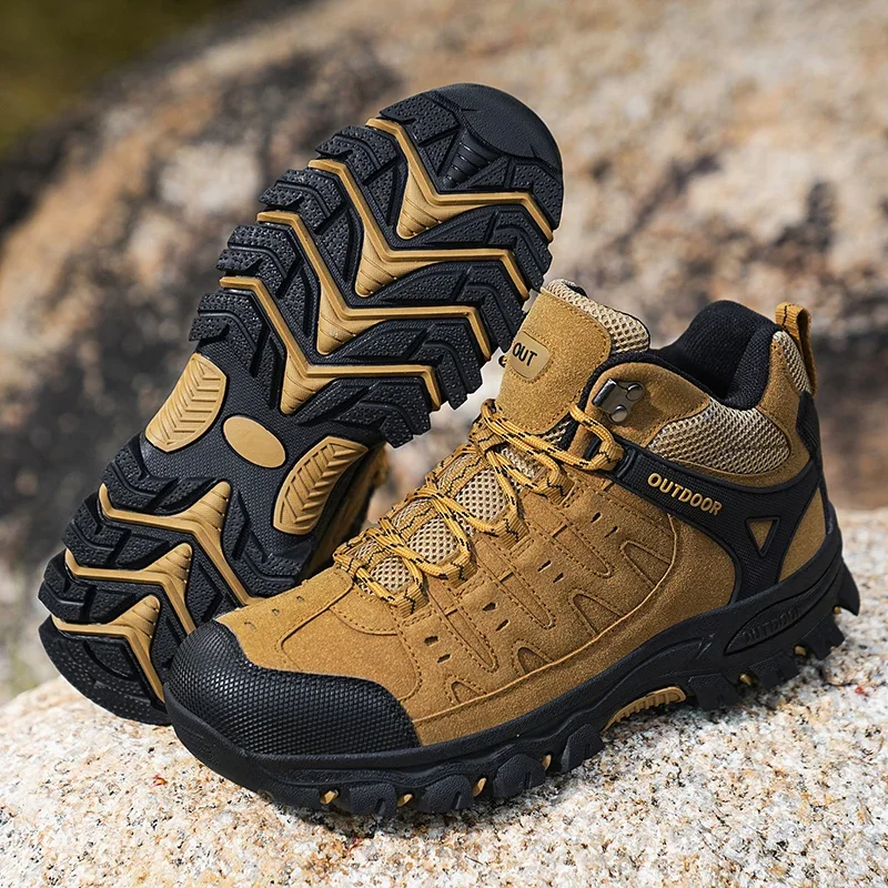 New Men Hiking Shoes Waterproof Outdoor Off Road Run Shoes 2024 Lace Up Durable Men Non Slip Outdoor Climbing Boots Size 39-47