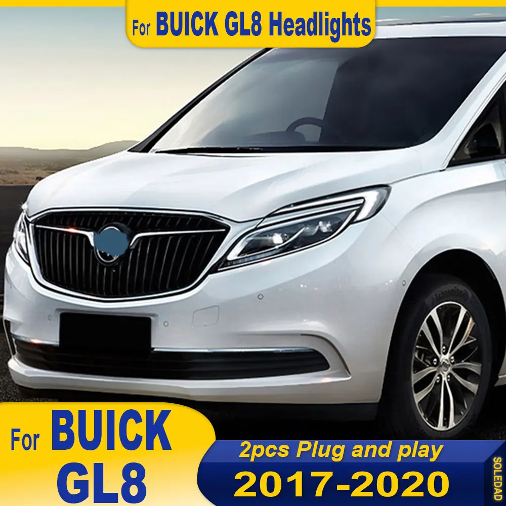 

Для Buick GL8 светодиодные фары 2017 2018 2019 2020 фары GL8 DRL указатель поворота дальнего света линзы проектора «ангельский глаз»