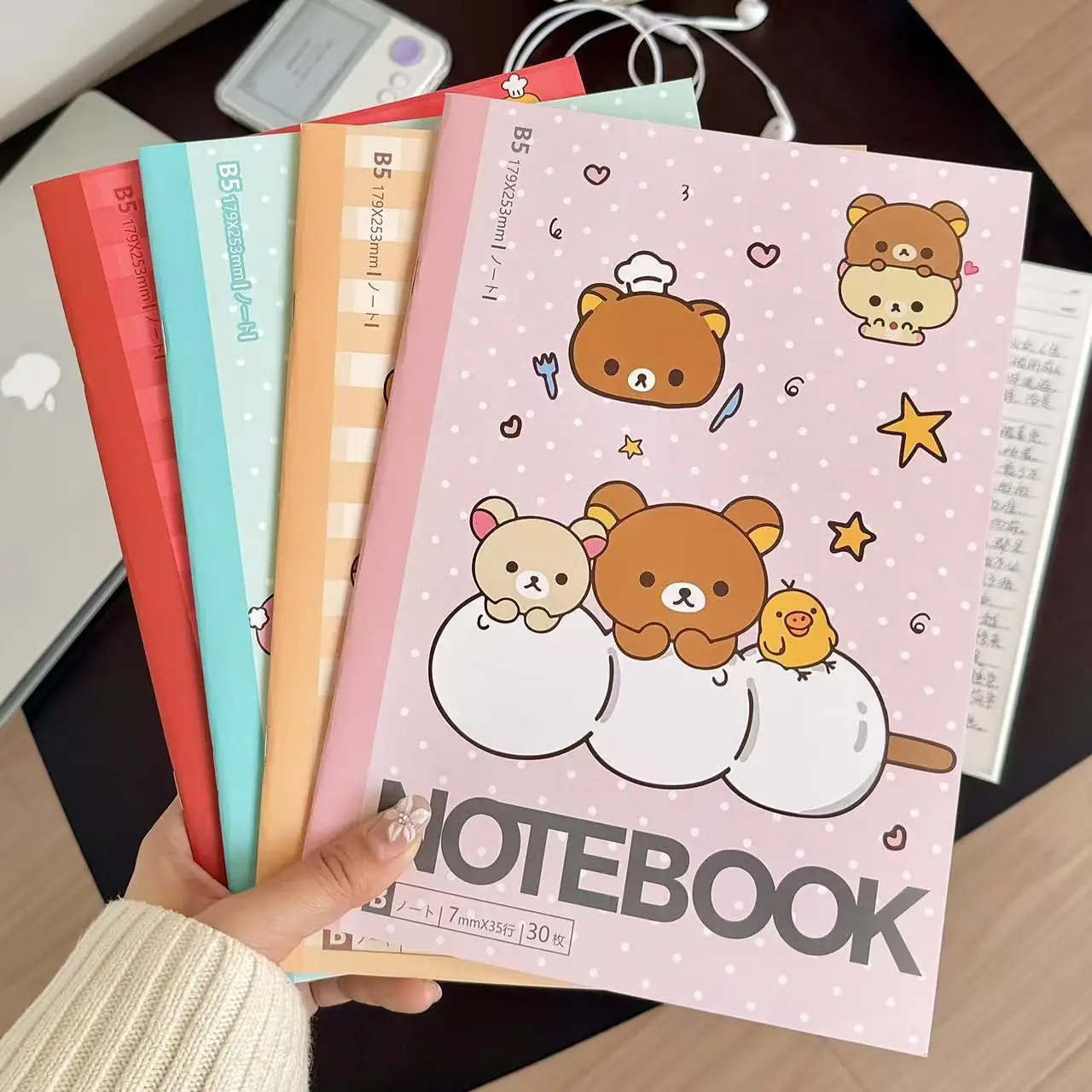 Kawaii Rilakkuma Bear Lined Notebook Cute Aesthetic Diary Planner Student School Writing Stationery Gift For Girls view 5
