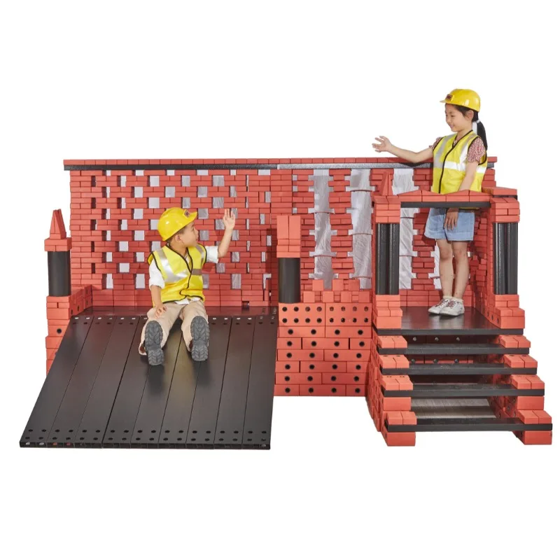 Large particle red brick outdoor construction building block