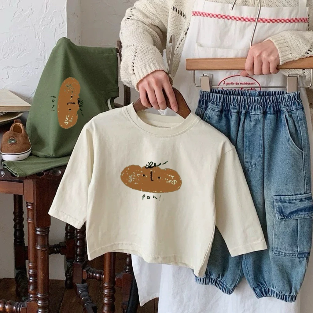 1 bis 6 Jahre Kind Langarm T-shirt Einfache Nette Rundhals Bodenbildung Shirt Neue Mode Casual Wear Reine Baumwolle Tees Oberbekleidung