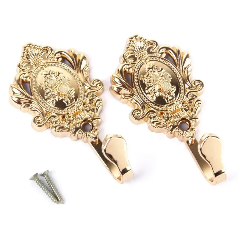 2szt/1zestaw Vintage Alloy Draperia Curtain Wall Hook Holdbacks Tieback Hooks Rose Pattern Curtain Decorative Accessories — zdjęcie 5
