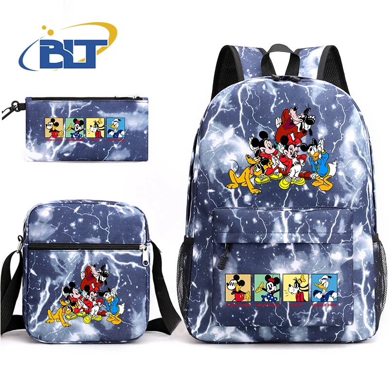 Mickey Mouse and Friends printed student school bag set casual shoulder bag pencil case 3-piece set suitable for kids