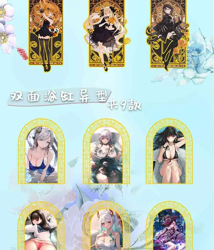 Goddess Story Demon Slayer Bleach Metal Cards Yor Gorger Anime Figure Girl Bikini Double Sided Various Shapes Metal Card Toys