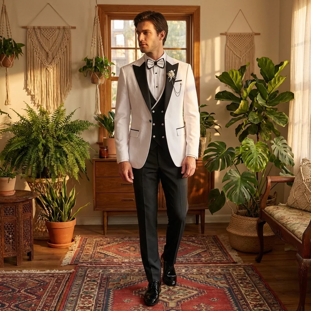 

Splicing Lapel Men Suits 3 Pieces Light Blue Peak Lapel Suit Single Breasted Tailcoat Wedding Groom Silm Fit Terno Slim Fit