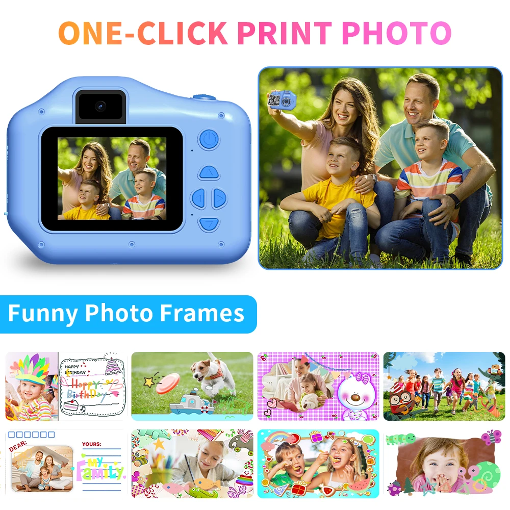 New Children\'s Instant Print Camera 1080P Selfie Video Child Camera For 4-12 Years Kids Toy Girls Boys Brithday Gift With 32GB