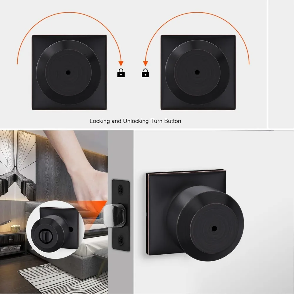 Zestaw 8 klamek do drzwi z wykończeniem w kolorze brązu olejowanego, klamki wewnętrzne z zamkiem zatrzaskowym do sypialni i łazienek, trwałe elementy wyposażenia z brązu.