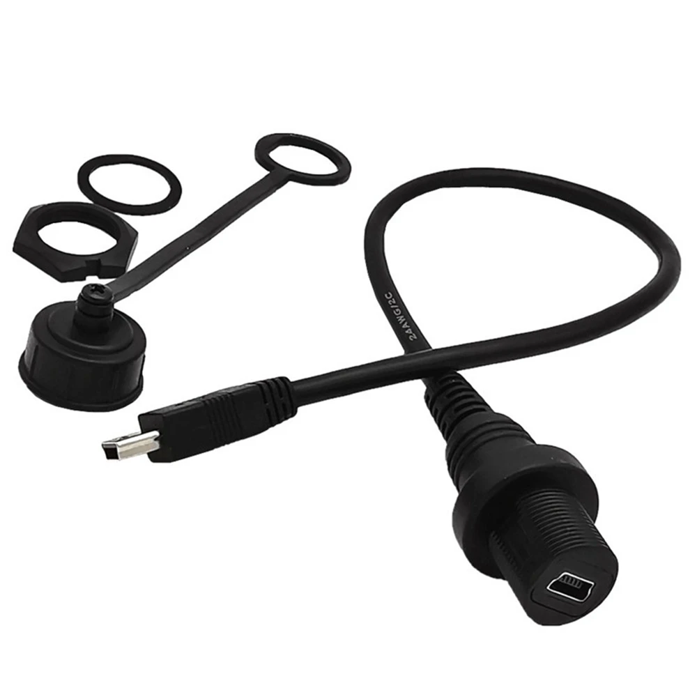 Câble Mini USB 0.2 mâle à femelle, câble d'extension étanche IP67, connecteur de montage sur panneau, 2.0 m, 1m