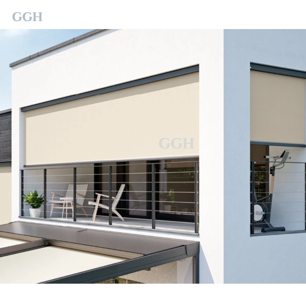 KAKADU Custom Electric Motorized Zip Screen Aluminum Waterproof Outdoor Blinds Zip Track Customizable for Outdoor Shading