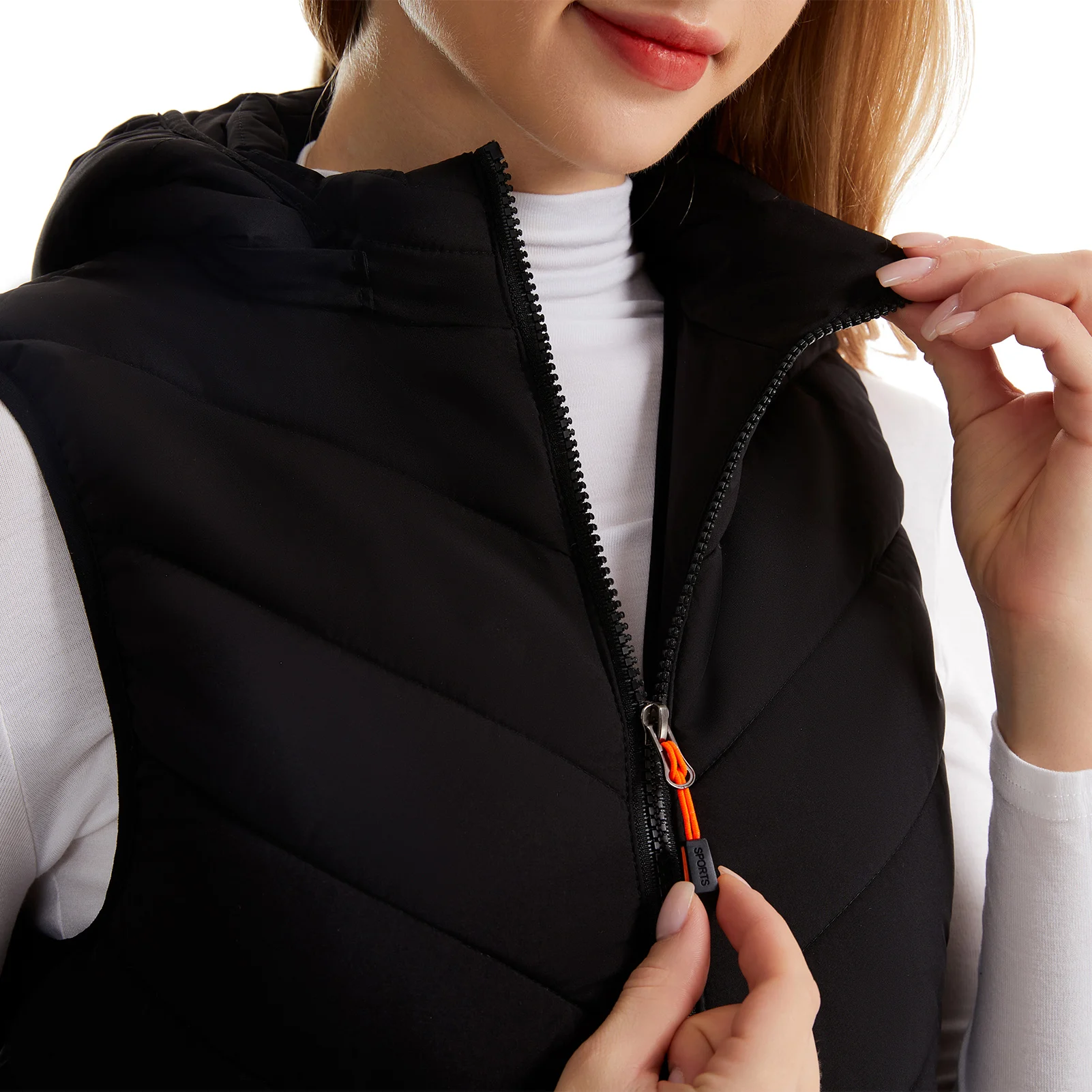 Beheizte Weste für Damen, beheizte Kleidung, intelligente Heizung, Kapuzenweste, USB-Aufladung, 11-Zonen-Heizung, 3 Gänge, Temperaturregelung