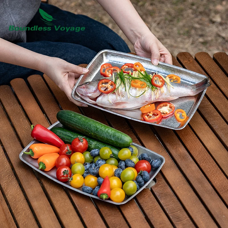 Boundless Voyage Titanium Square Dinner Plate Camping Tableware Serving Plate for Steak, Pasta, Pizza, Appetizer Ti1149T gallery 3