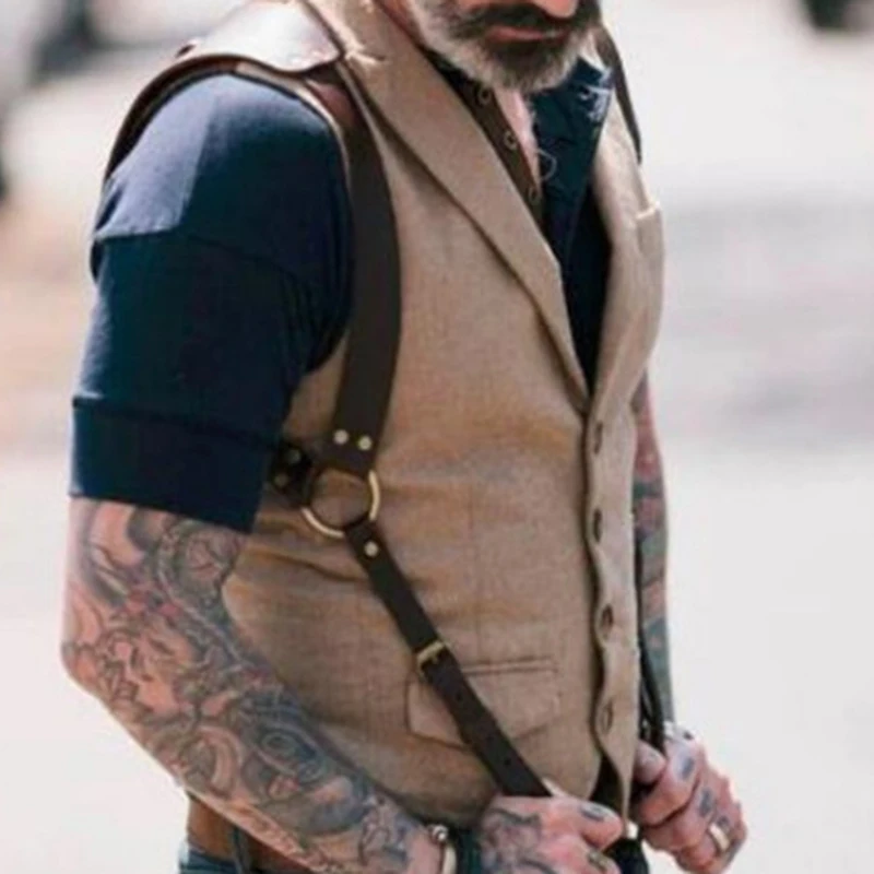 Suspenders Vintage Leather Straps Braces Suspender Harness Punk Chest Shoulder Belt Strap Fashion Apparel Accessories Men Women