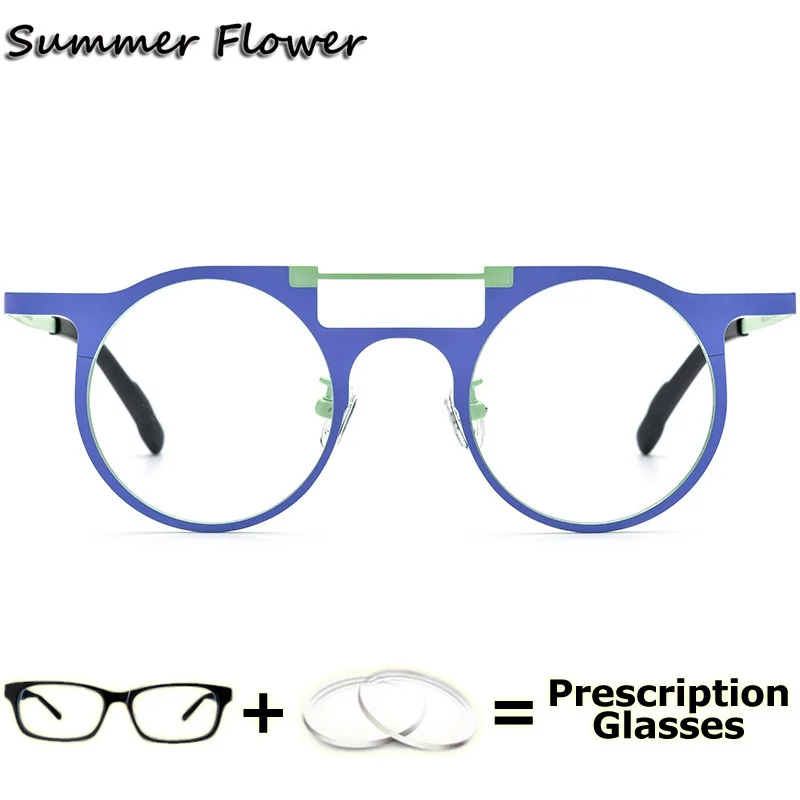 

Women Prescription Optical Lenses with Recipe Round Retro Pure Titanium Frame Progressive Men Anti Blue Light Myopia Glasses