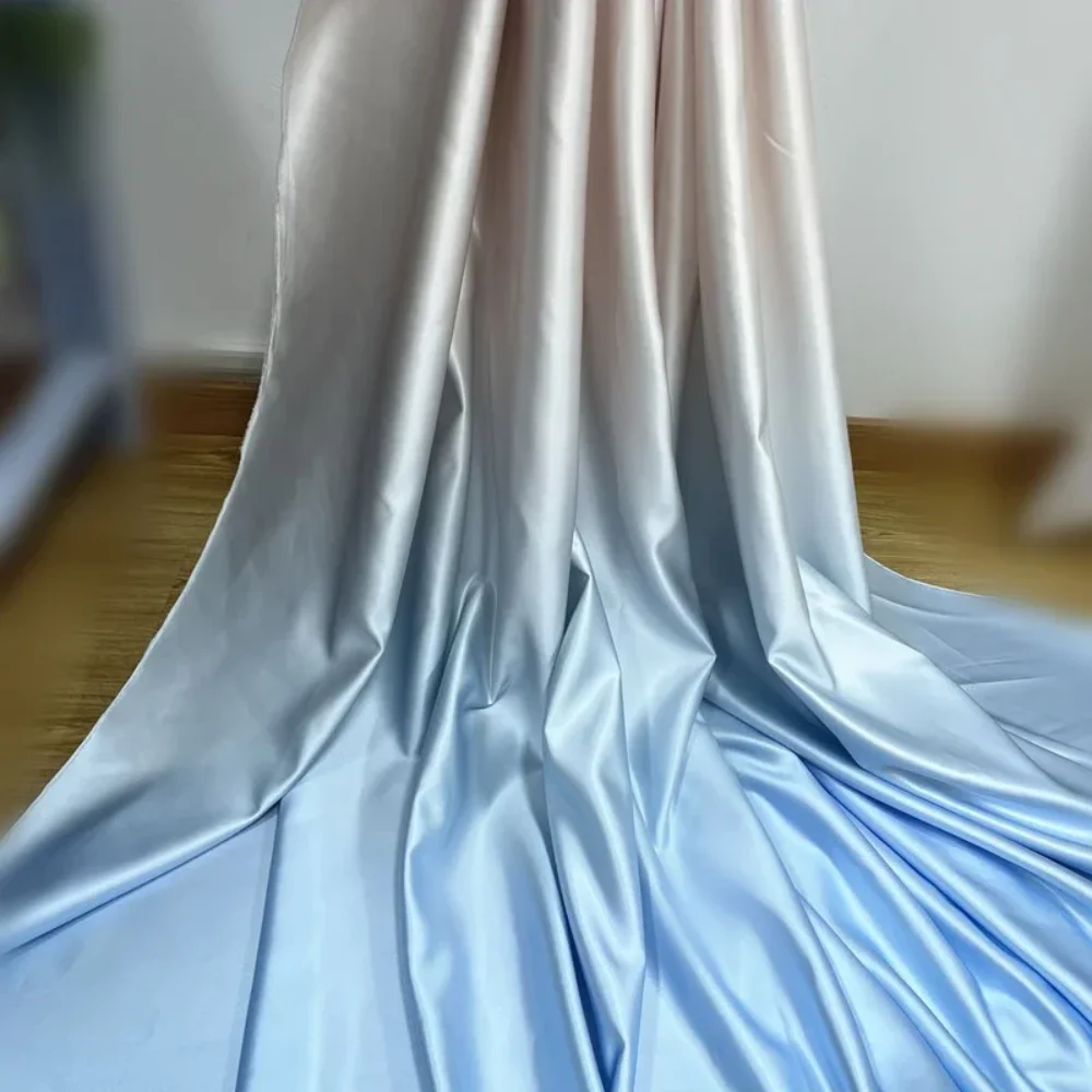 

Градиентная атласная ткань, мягкая толстая ткань для свадебного платья, одежды, дизайнерских штор, материал для шитья своими руками, ткань на метр