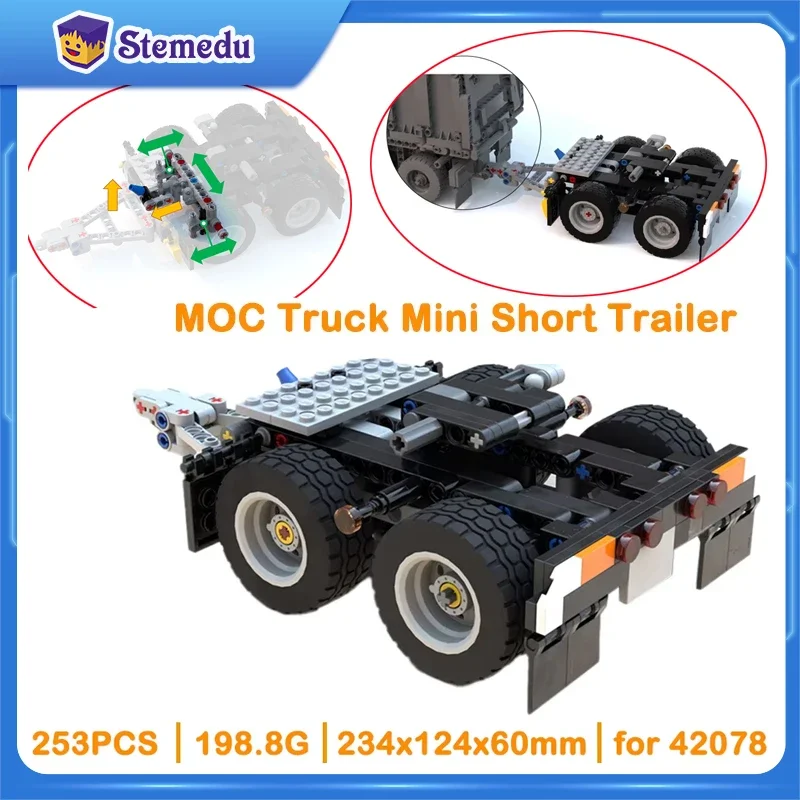 

MOC Truck Compact Short Trailer Converter Dolly Compatible with legoeds Building Blocks 42078 Mark Anthem Truck Cars Model Toy