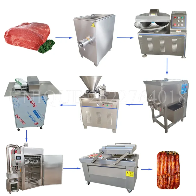 Salame automático cachorro-quente salsicha vermelha enchimento stuffer fabricante de carne salsicha que faz a máquina máquina de processamento de salsicha