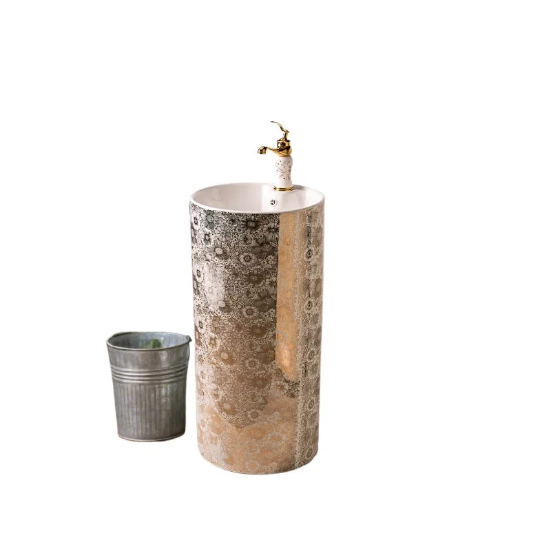 

Bathroom column type washbasin courtyard column basin floor type courtyard balcony vertical washbasin