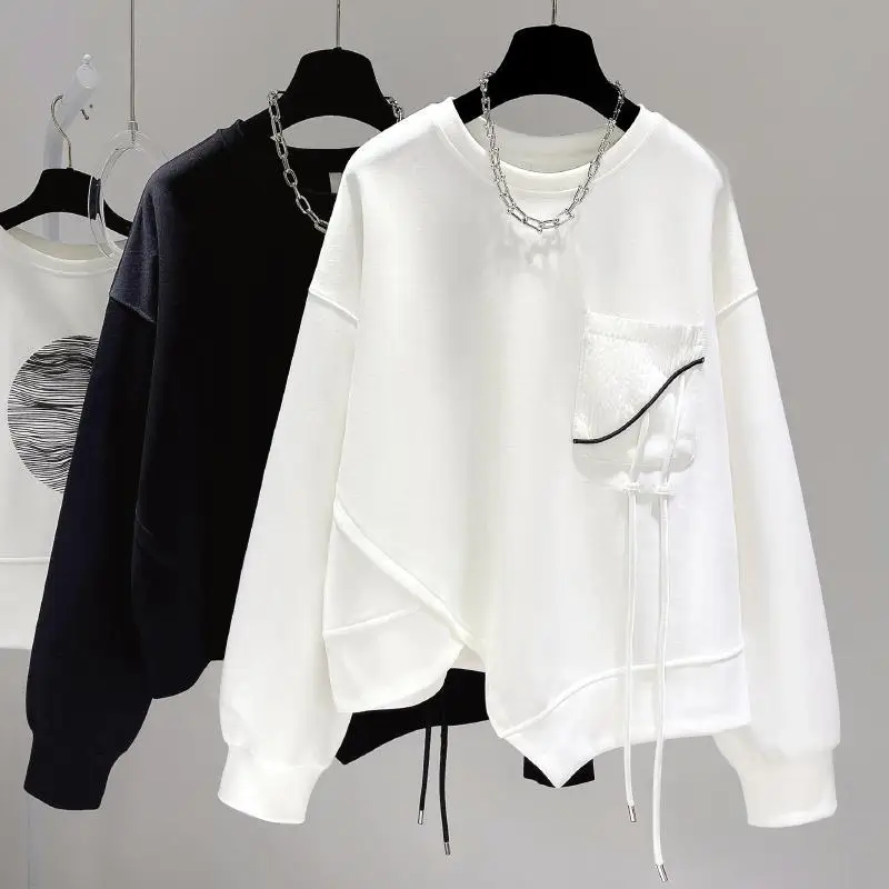 Spring Women\'s Hoodie Sweatshirts Casual Coat White Top Pullover Hoodies Oversized Hoodie Sportswear Streetwear Women Korean