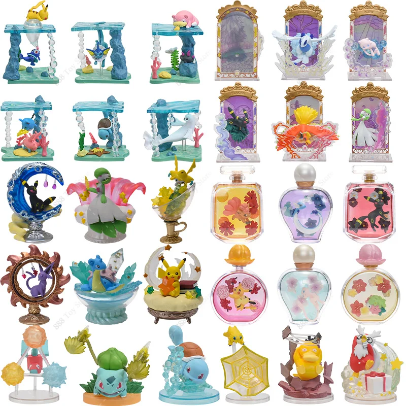 6pcs/wholesale Pokemon Figures Charizard Lugia Squirtle Underwater World Succulent Plants Teacup Garden Perfume Bottle Model Toy