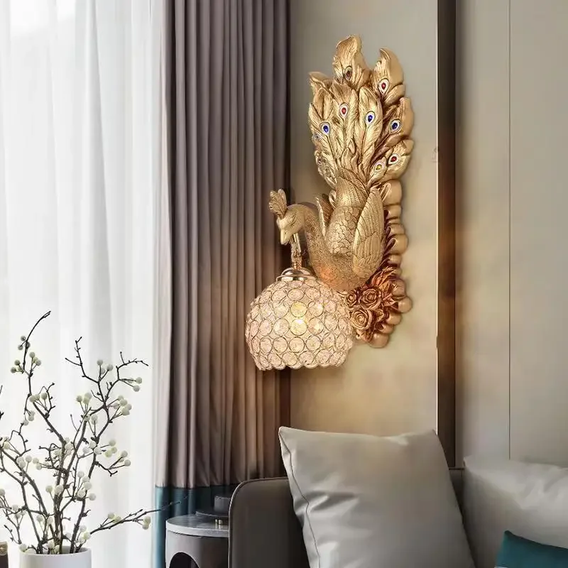 SEAN Modern Peacock Wall Lamp LED Interior Creative Nordic Resin Sconce Lights for Home Living Room Bedroom Corridor