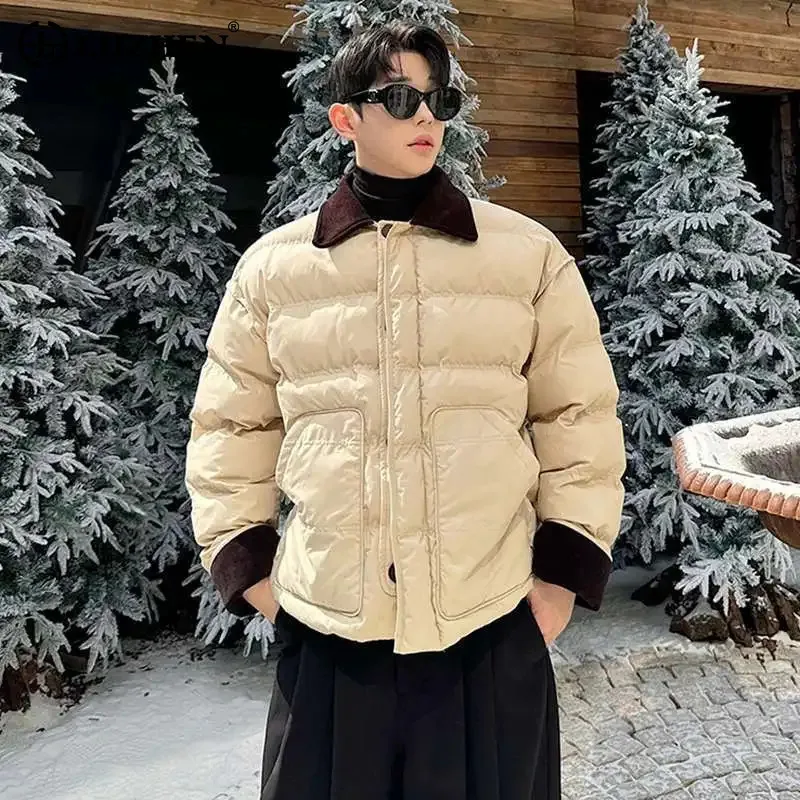 

LUZHEN модные цветные контрастные вельветовые парки с подкладкой в стиле пэчворк, элегантные нишевые повседневные корейские куртки с термоподкладкой, 2025 JY4711