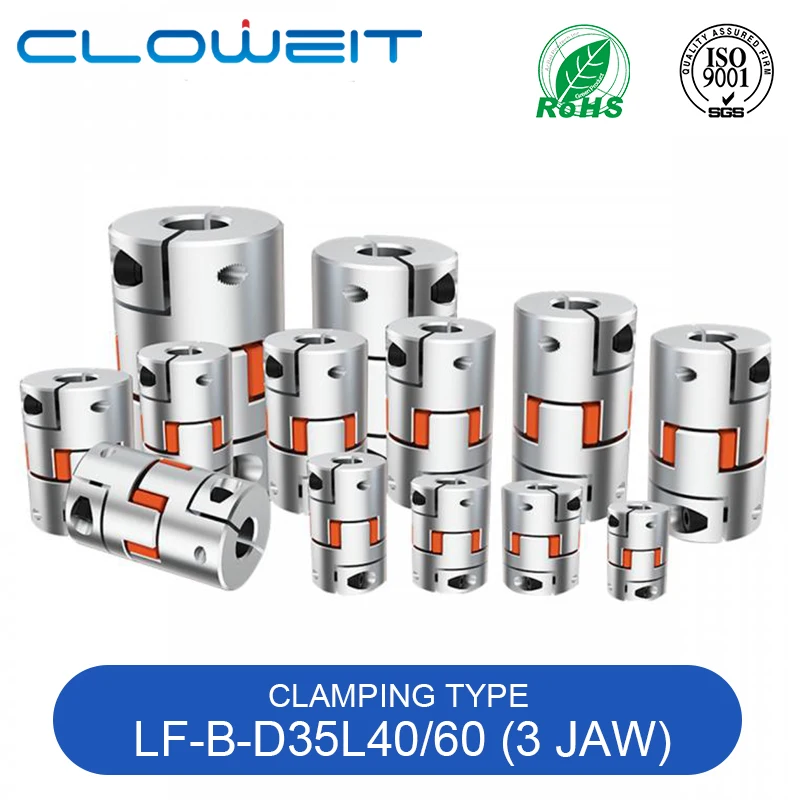 

LF-B-D35L40/60 Aluminum Shaft Coupler Jaw Plum Spider Clamping Type CNC Motor Encoder Coupling 8mm to 20mm For Dividing Table