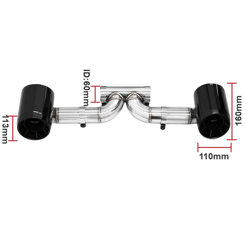 Center To Separated Dual Tailpipe Conversion For Porsche 718 Base 2.0T Cayman Boxster GT4 RS Style Exhaust Muffler Tip
