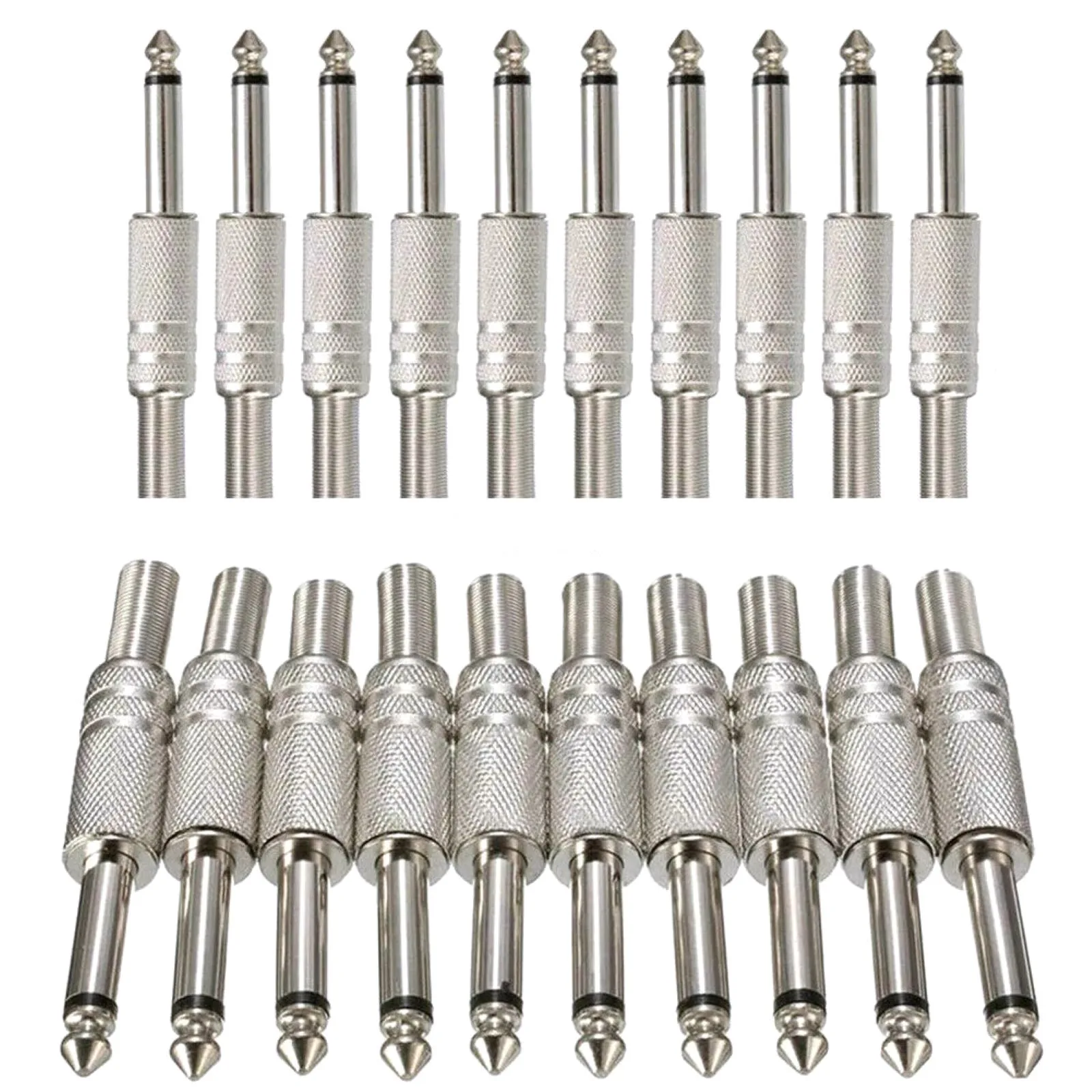 

20Pcs/Set 6.35mm 1/4-inch Mono TS Male Plug Solder Audio Cable Video Speaker Connector