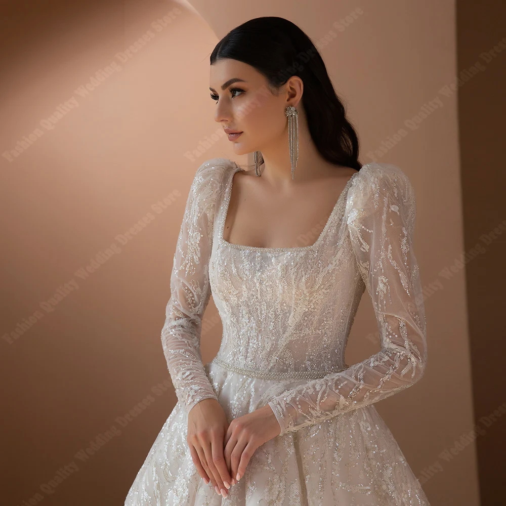 Vintage Illusion Long Women Wedding Dresses A-Line Lvory Lace Long Sleeves Bride Ball Bridal Gowns Mopping Length Vestidos 2024