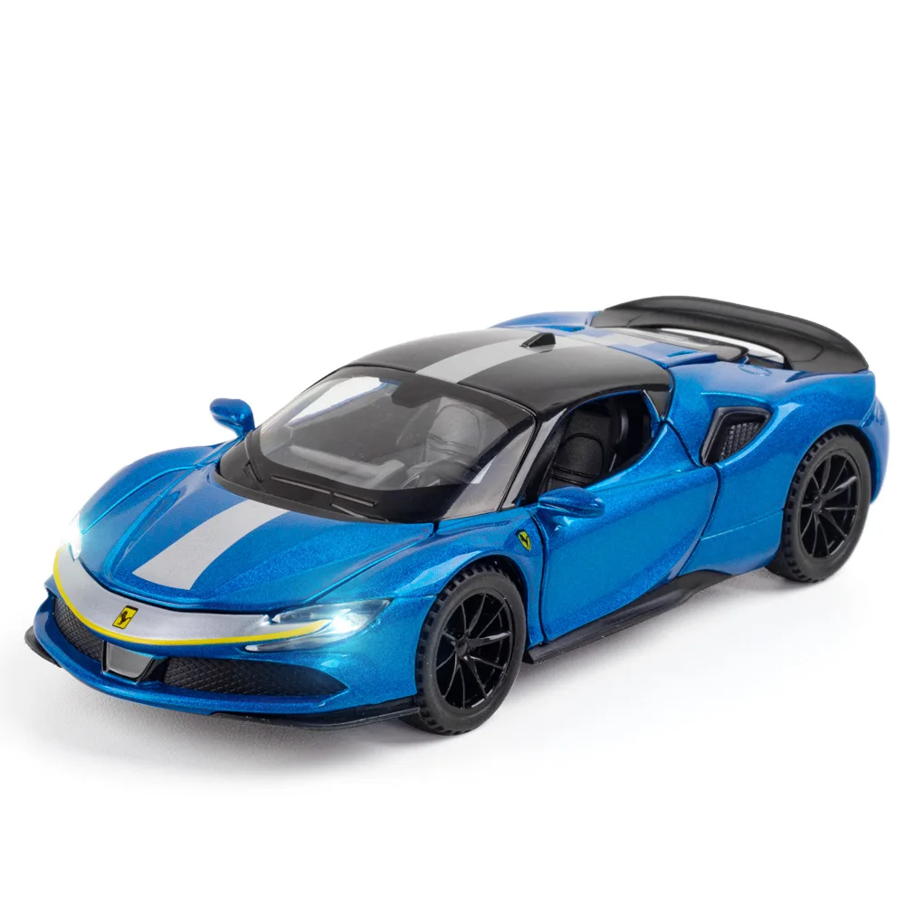 1:32 Diecast Miniature Alloy Car Model Ferrari SF90 Supercar Metal Vehicle Collect Boy Gifts for Children Birthday Christmas Toy