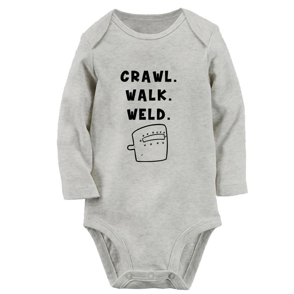 Crawl walk weld Fun Baby Bodysuit Cute Boys Girls Rompers Infant Long Sleeves Jumpsuit Newborn Soft Clothes