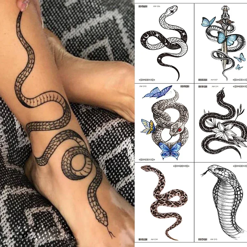 Women Snake Temporary Tattoos Stickers Waterproof Hotwife Eagle Henna Tattoo Fake Body Art Festival Accessories Fashion Hot Girl