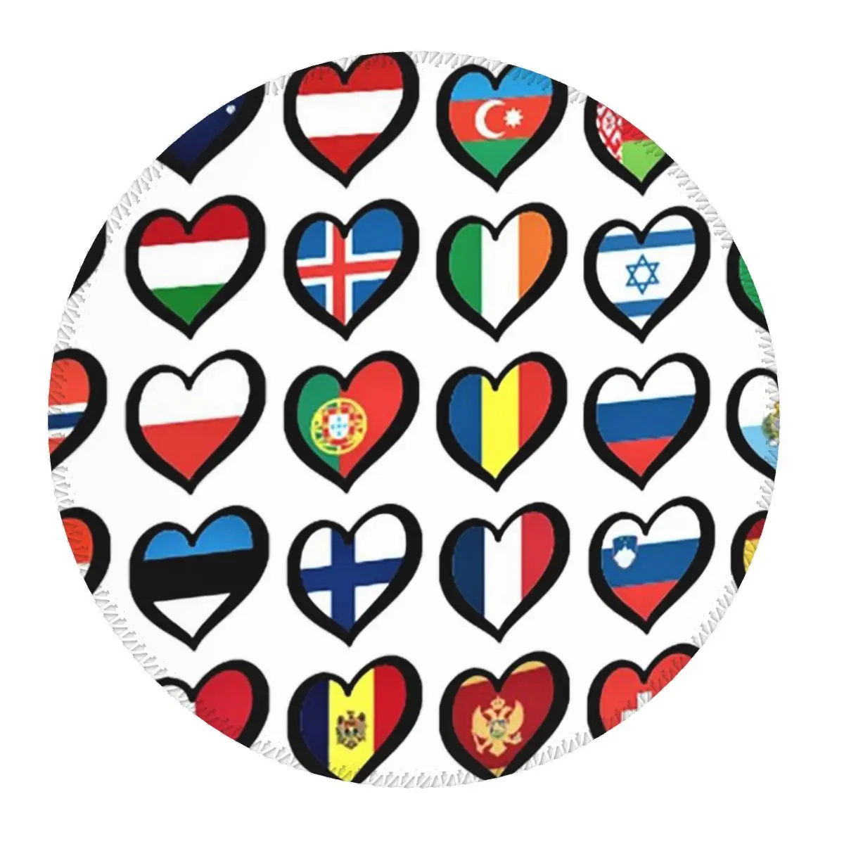 

Eurovision Song Contest Flags Hearts ESC EBU Eurofans Round Mouse Pad Computer Keyboard Mouse Mat Gamer Laptop Desk Mat