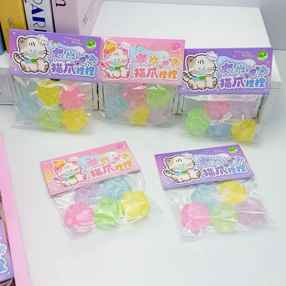 Powolny Odbiór Świecąca Zabawka do Ściskania w Kształcie Kociej Łapki, Silikonowa Zabawka Antystresowa w Kształcie Kreskówkowej Kociej Łapki, Ręcznie Robiona Miękka Zabawka do Ściskania w Kształcie Kociej Łapki, Żarty