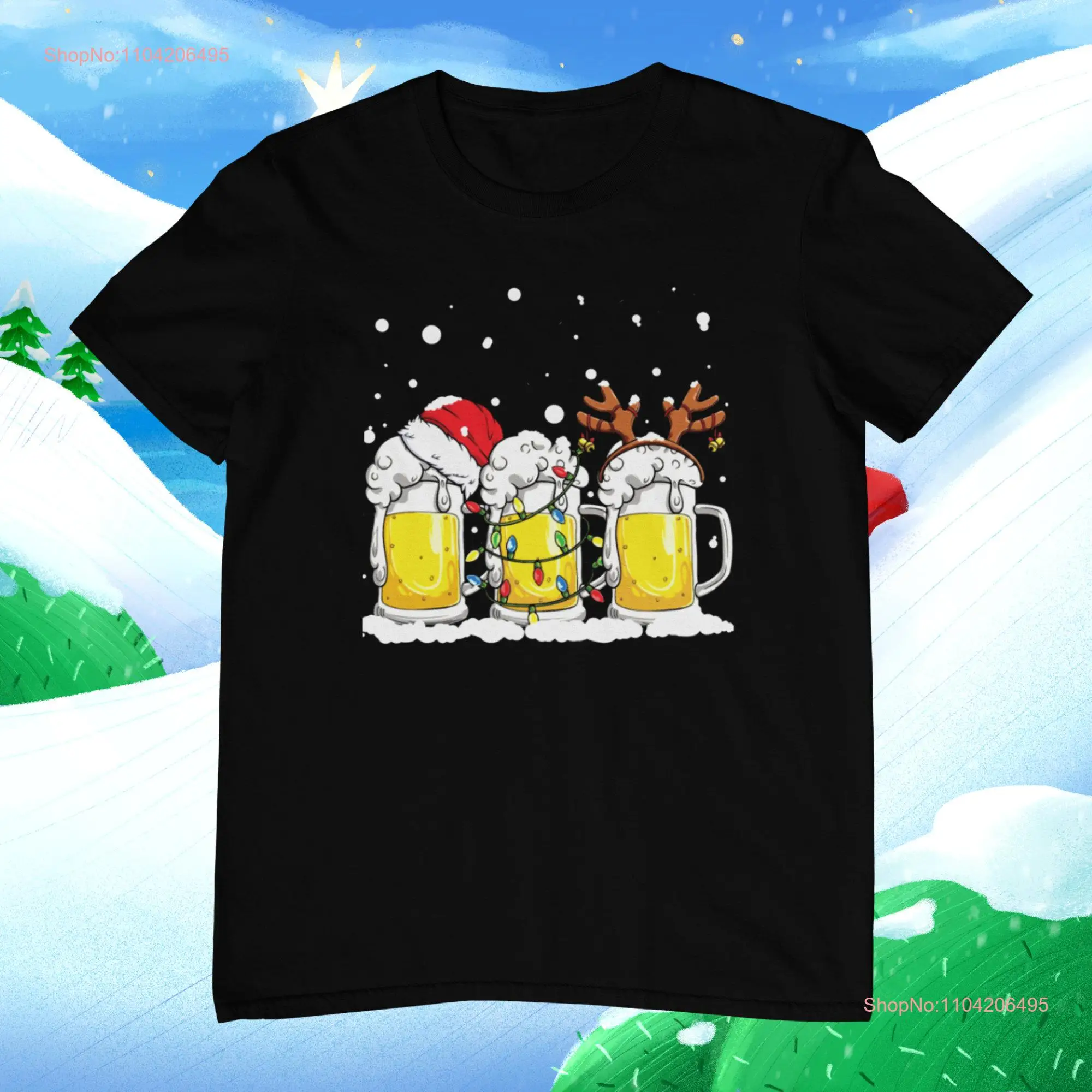 Christmas T Shirt Beer Santa Reinbeer Kris Kringle Funny long or short sleeves