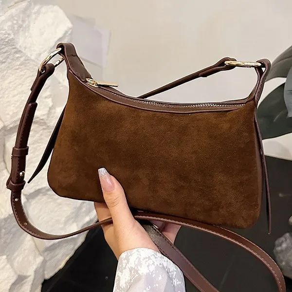 

Новая замшевая сумка для пельменей, женская нишевая сумка-мессенджер на одно плечо в стиле ретро, матовая повседневная сумка