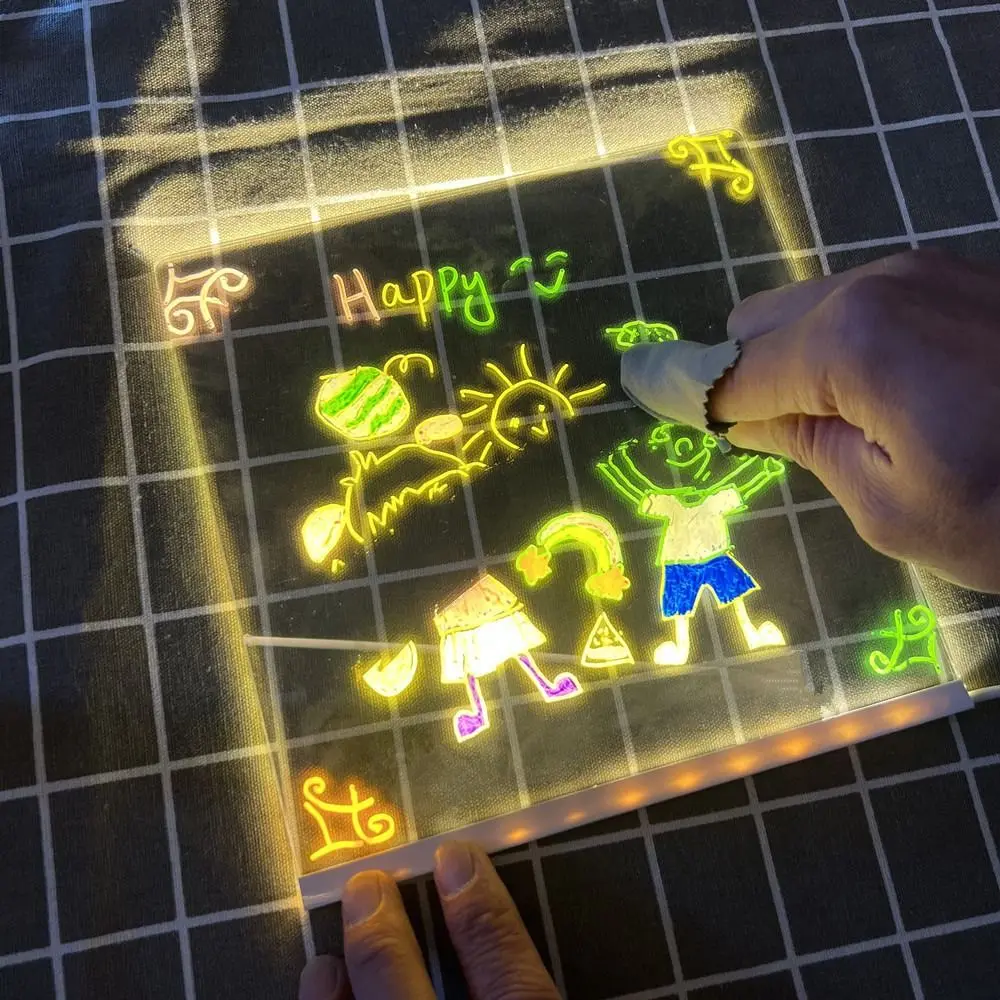 

USB Acrylic Colorful LED Writing Board Night Light Erasable Message Board Handwritten Luminous Kids Drawing Board Painting Board