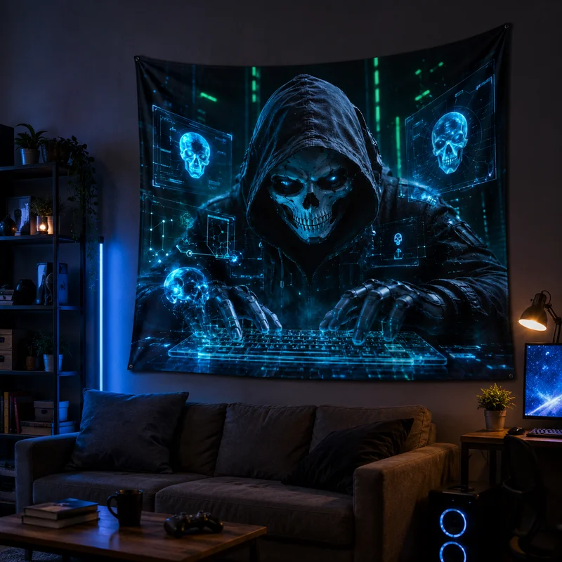 VIKAMA Purple Neon Mystical Witch Tapestry, Dark-Winged Female Sorceress Purple Viper Wall Hanging, Home Decor