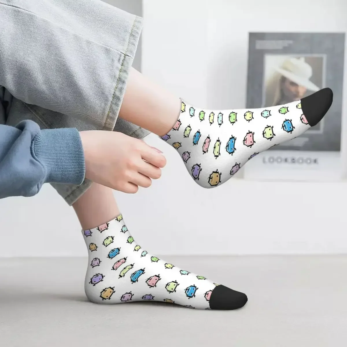 Stardew Valley Pastel Junimos Socks Harajuku جوارب عالية الجودة جميع المواسم الجوارب اكسسوارات للجنسين هدايا عيد الميلاد