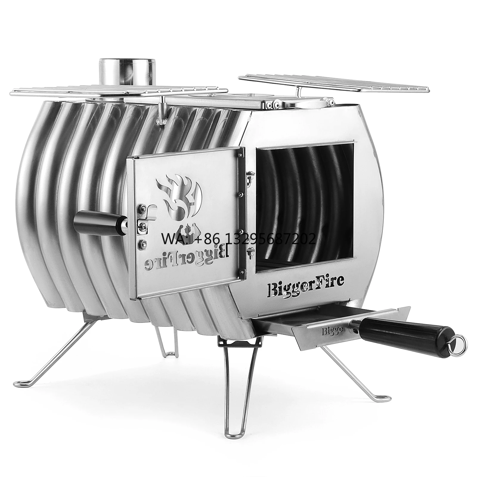 

Портативная уличная дровяная печь из углеродистой стали с дымоходами для отопления и приготовления пищи на палатках, дымохода для кемпинга, кухни