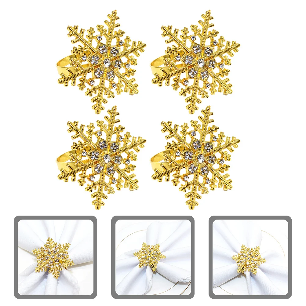 

4 Pcs Ring Napkin Fixator Clasp Diamond Snowflake Rings Buckle Holders Decorative