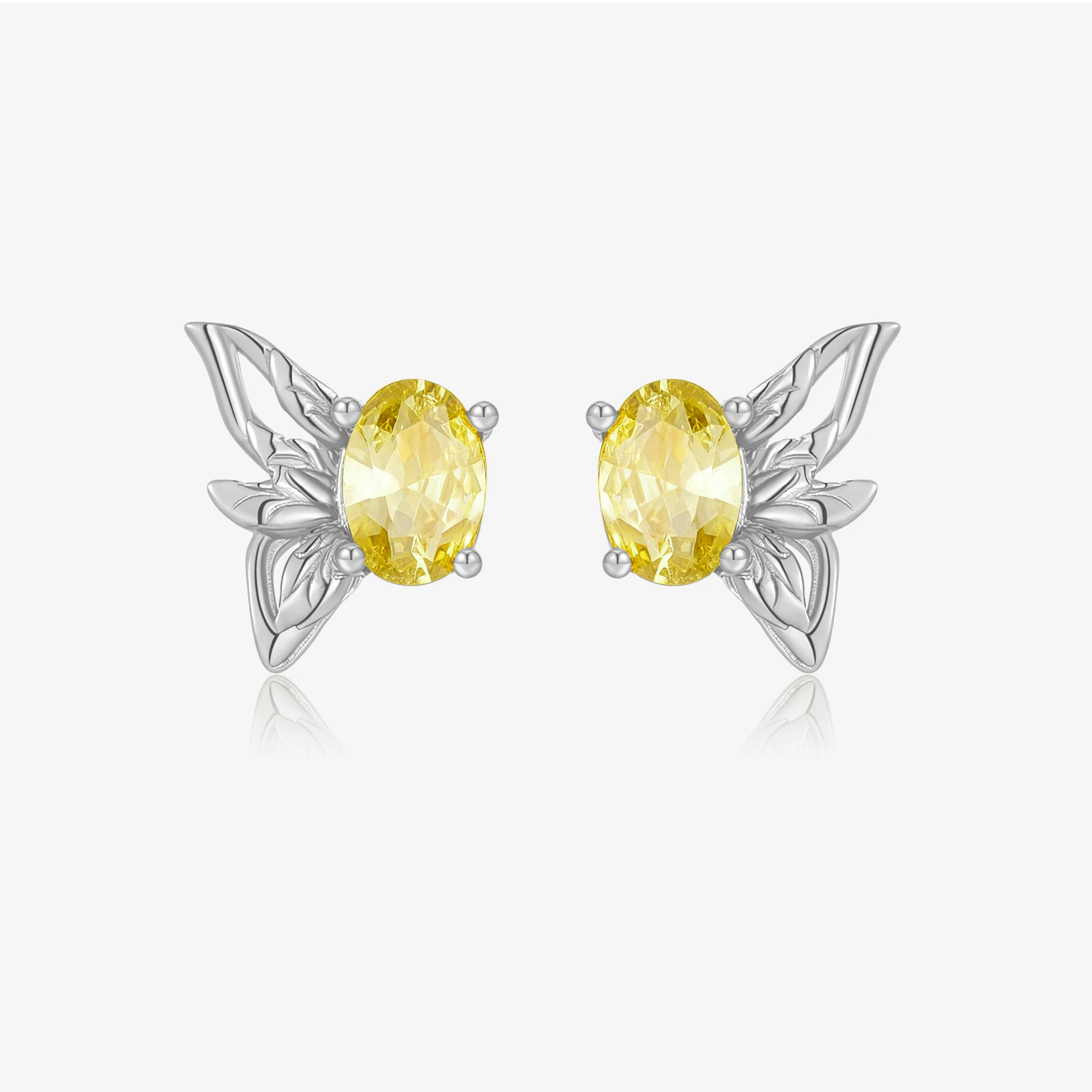 

VEWANT Women 925 Sterling Silver Stud Earring Butterfly Yellow Oval Zircon 2025 New Fine Fashion Luxury Wedding Party Jewelry